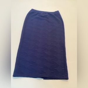 Methaphor Navy Blue High Waist Slim Cut Midi Skirt-XS